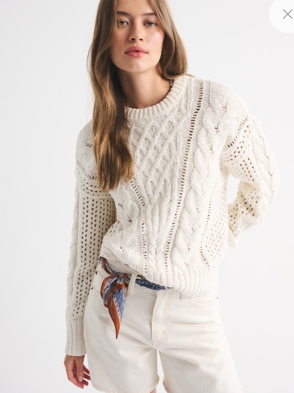 Abercrombie & Fitch Cream Cable Crew Sweater